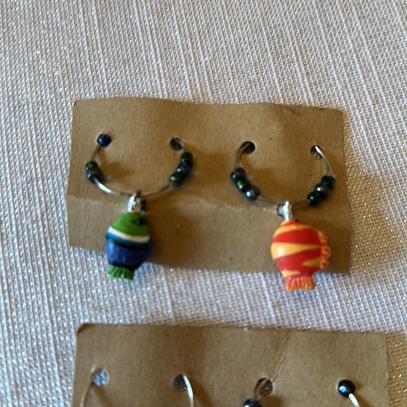 Lot of 6 fish tropic Wine Glass charms identify party Barware girls night - Picture 3 of 6